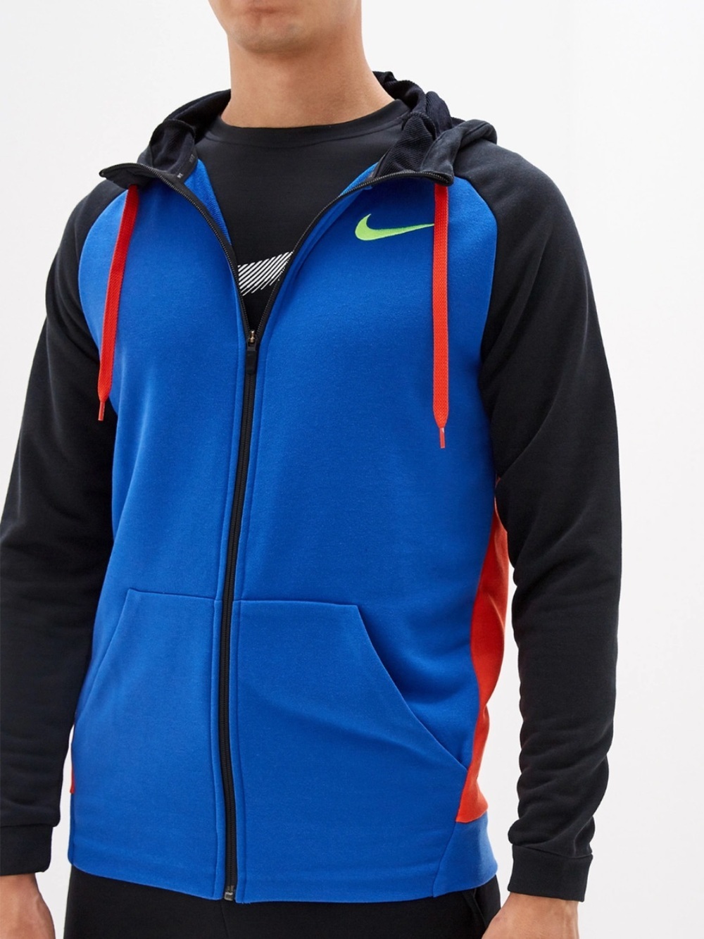 Nike Dri Fit Stitched Logo Full Zip Athletic Hoodie Jacket Multicolor Large